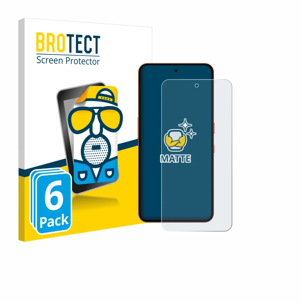 Vorderseite einer Produktverpackung mit dem Markenlogo BROTECT. Daneben ist das Gerät Nothing CMF Phone 2 Pro mit dem zugehöri