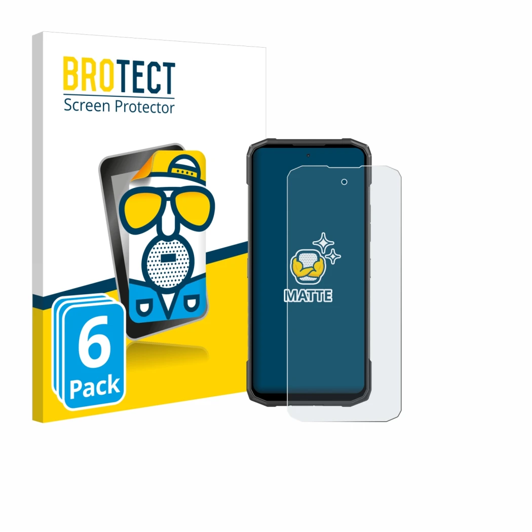 Vorderseite einer Produktverpackung mit dem Markenlogo BROTECT. Daneben ist das Gerät Doogee Blade 20 Turbo mit dem zugehörige