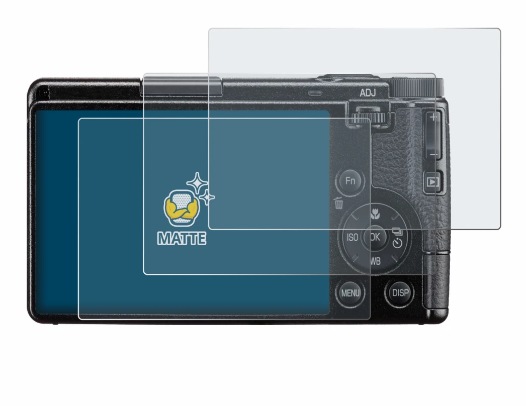 Abbildung des Geräts Ricoh GR IV 2025 mit einer Vielzahl des Displayschutzes.