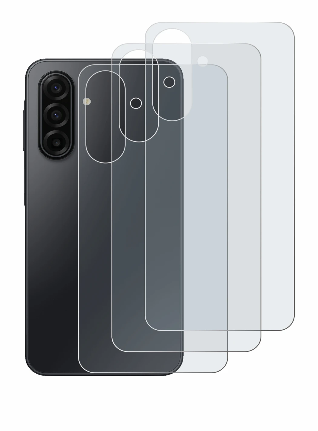 Abbildung des Geräts Samsung Galaxy A17 5G (Rückseite) mit einer Vielzahl des Displayschutzes.