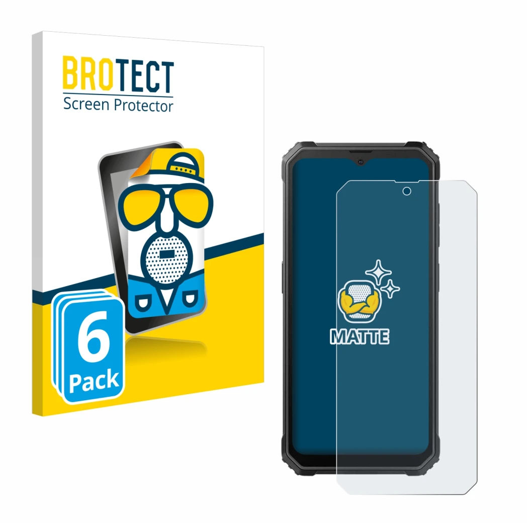 Vorderseite einer Produktverpackung mit dem Markenlogo BROTECT. Daneben ist das Gerät Blackview BV4800 mit dem zugehörigen Dis