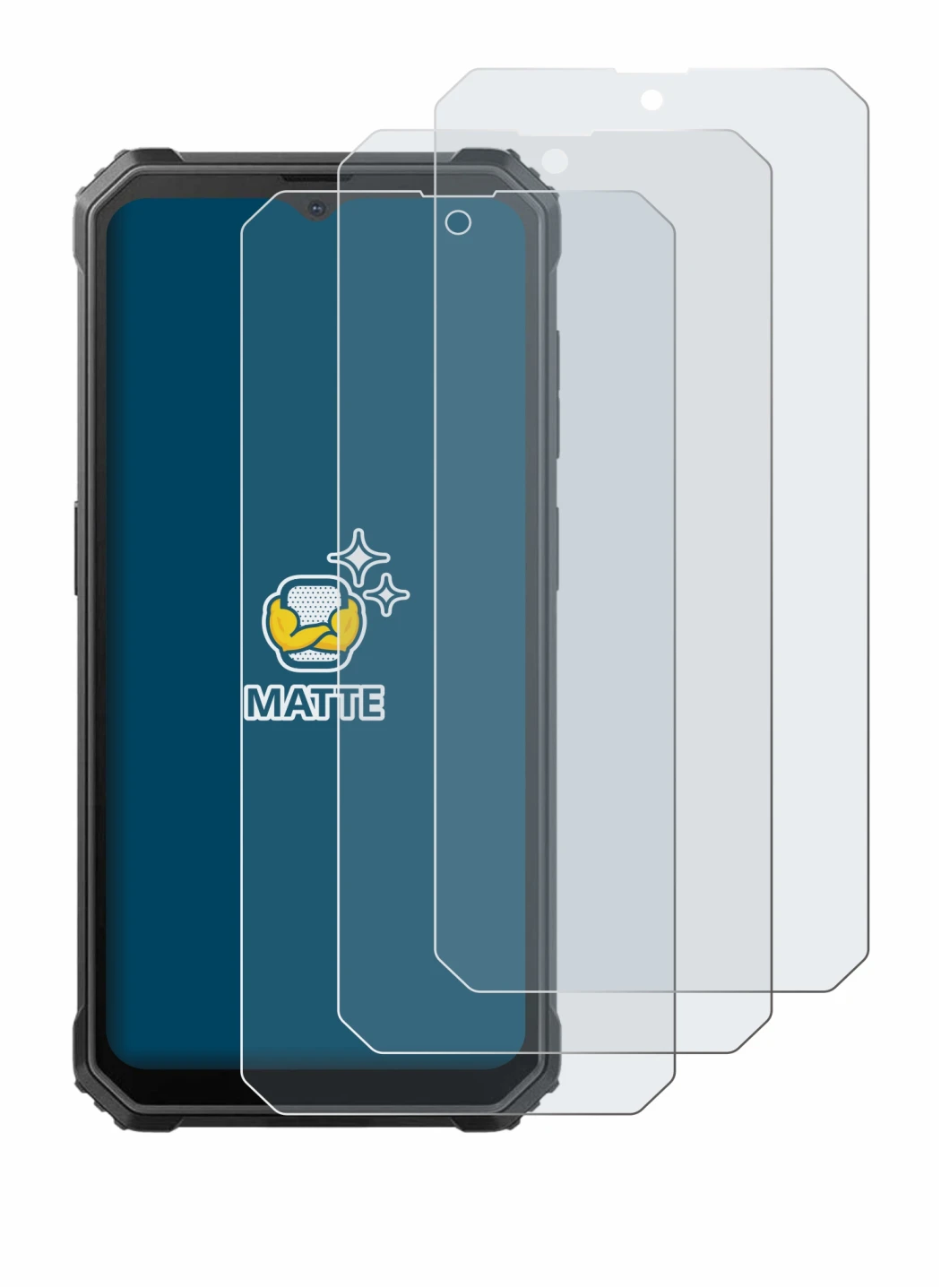 Abbildung des Geräts Blackview BV4800 SE mit einer Vielzahl des Displayschutzes.