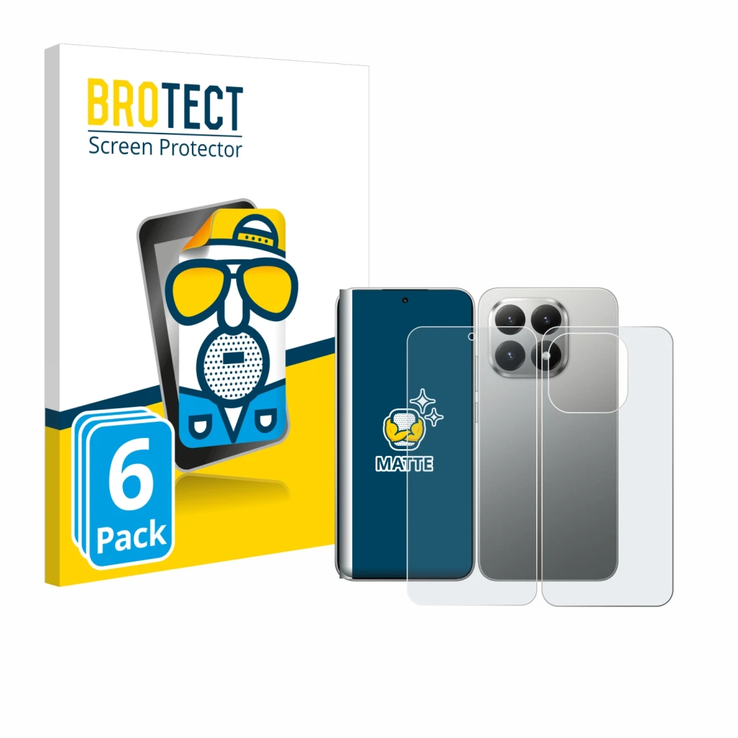 Vorderseite einer Produktverpackung mit dem Markenlogo BROTECT. Daneben ist das Gerät Xiaomi 15T (Display+Rückseite) mit dem z