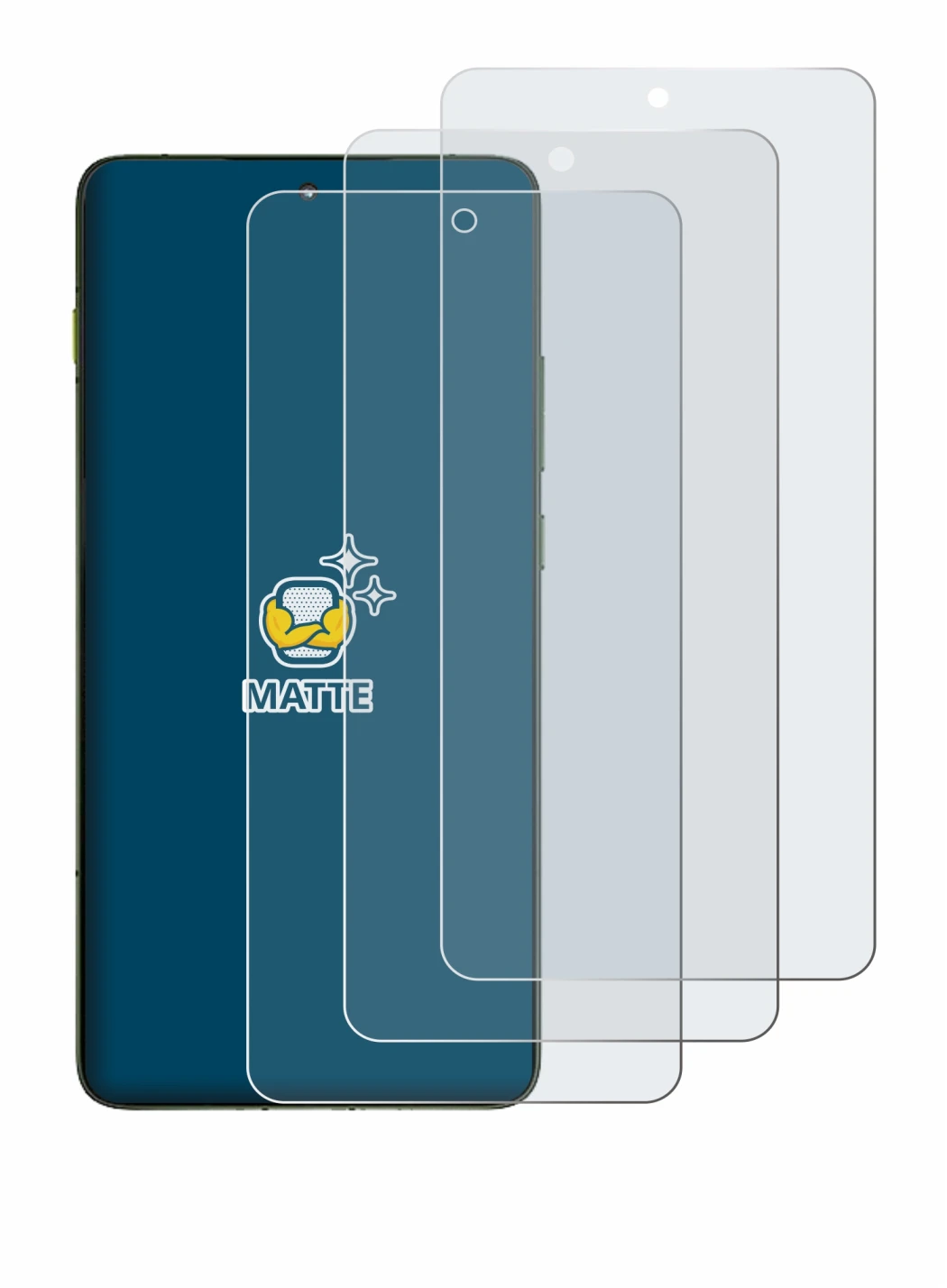 Abbildung des Geräts Motorola Edge 70 mit einer Vielzahl des Displayschutzes.