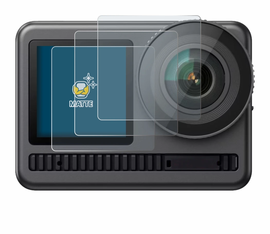 Abbildung des Geräts Akaso Brave 8 (Vorderes Display) mit einer Vielzahl des Displayschutzes.