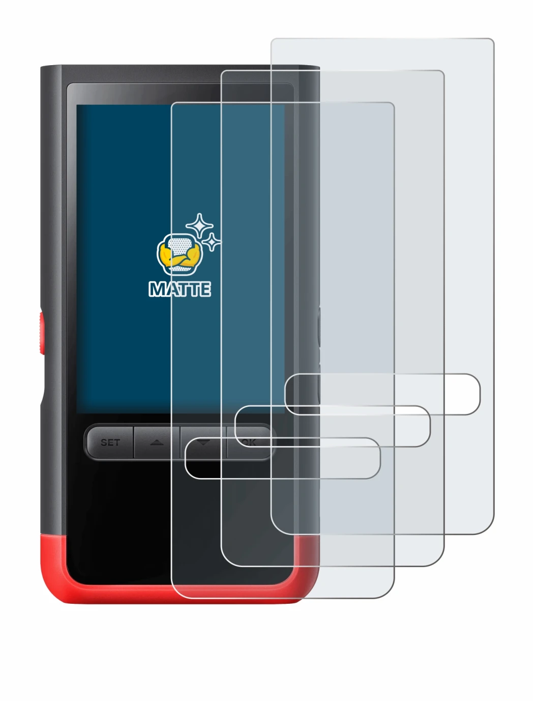 Abbildung des Geräts ThermoMaven P2 mit einer Vielzahl des Displayschutzes.