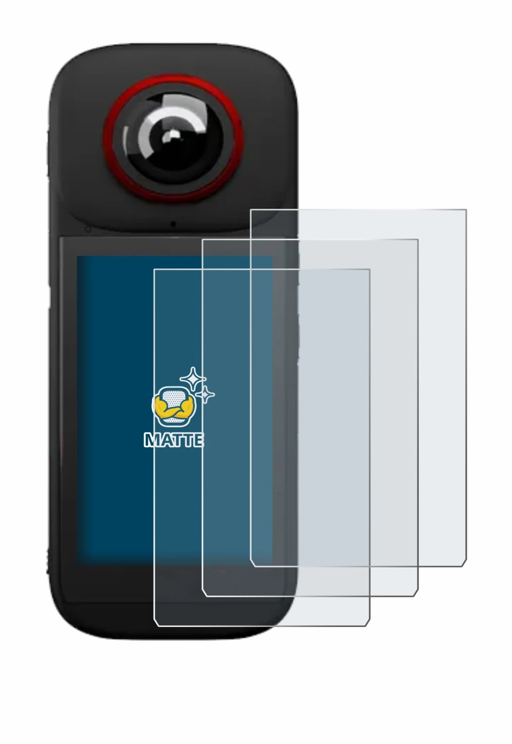 Abbildung des Geräts Labpano PanoX V3 360° mit einer Vielzahl des Displayschutzes.