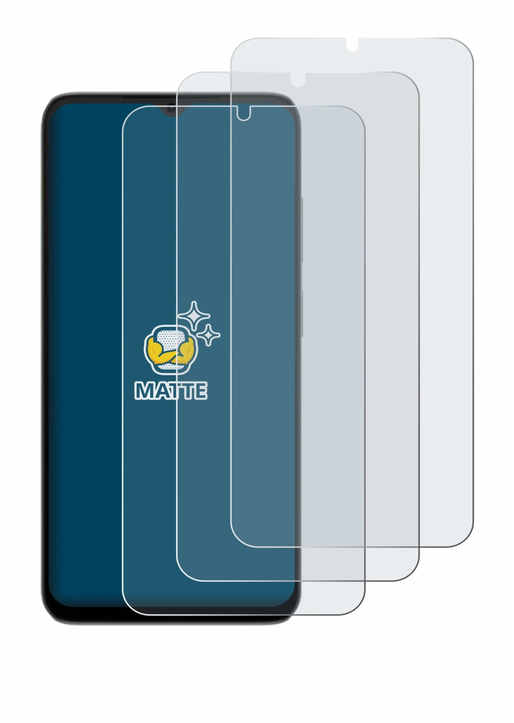 Abbildung des Geräts Doogee Note 56X Pro mit einer Vielzahl des Displayschutzes.