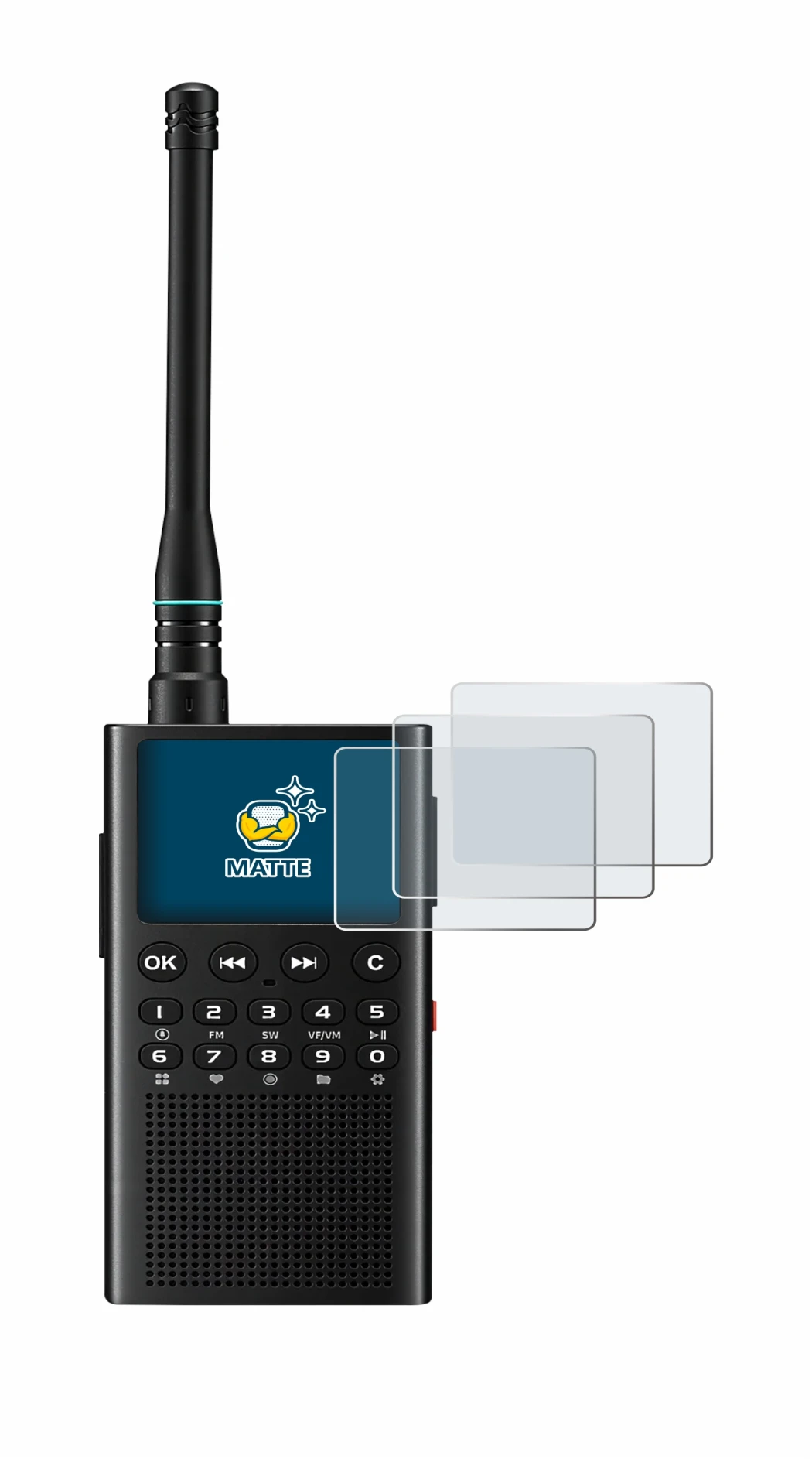 Abbildung des Geräts Choyong WT2 mit einer Vielzahl des Displayschutzes.