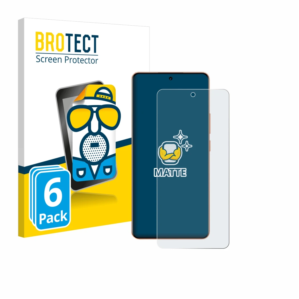 Vorderseite einer Produktverpackung mit dem Markenlogo BROTECT. Daneben ist das Gerät realme P4 Pro 5G mit dem zugehörigen Dis
