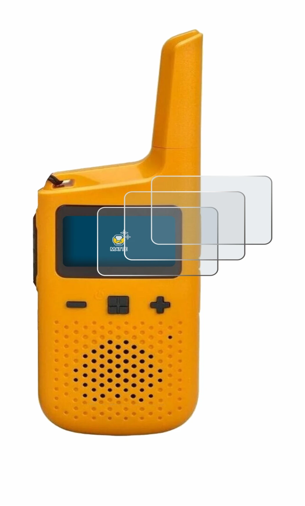 Abbildung des Geräts Motorola Talkabout T72 mit einer Vielzahl des Displayschutzes.