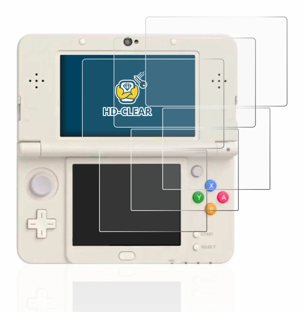 Abbildung des Geräts Nintendo New 3DS mit einer Vielzahl des Displayschutzes.