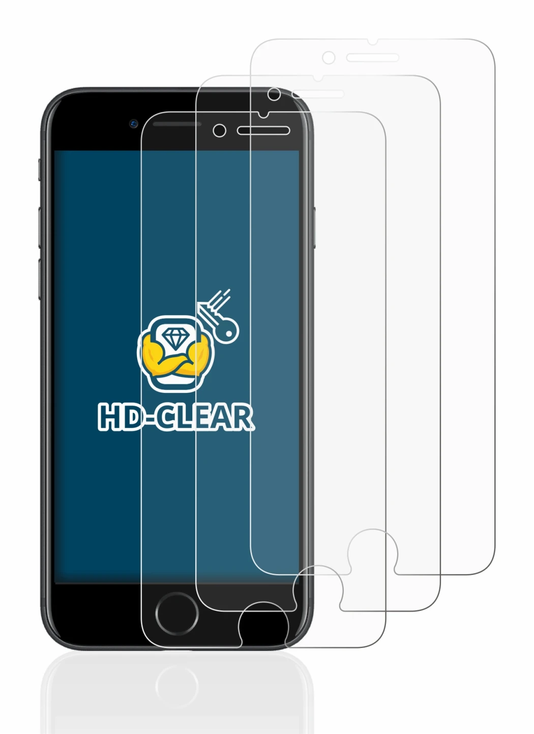 Abbildung des Geräts Apple iPhone 7 mit einer Vielzahl des Displayschutzes.