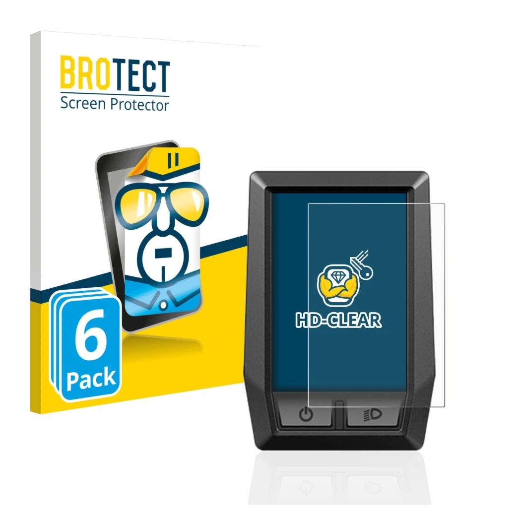 Vorderseite einer Produktverpackung mit dem Markenlogo BROTECT. Daneben ist das Gerät Bosch Kiox mit dem zugehörigen Displaysc