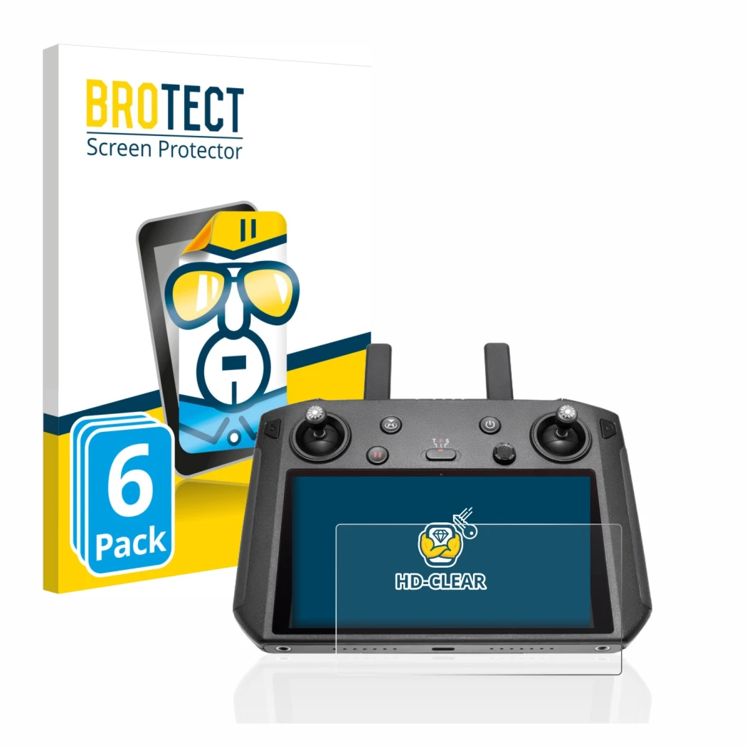 Vorderseite einer Produktverpackung mit dem Markenlogo BROTECT. Daneben ist das Gerät DJI Smart Controller mit dem zugehörigen