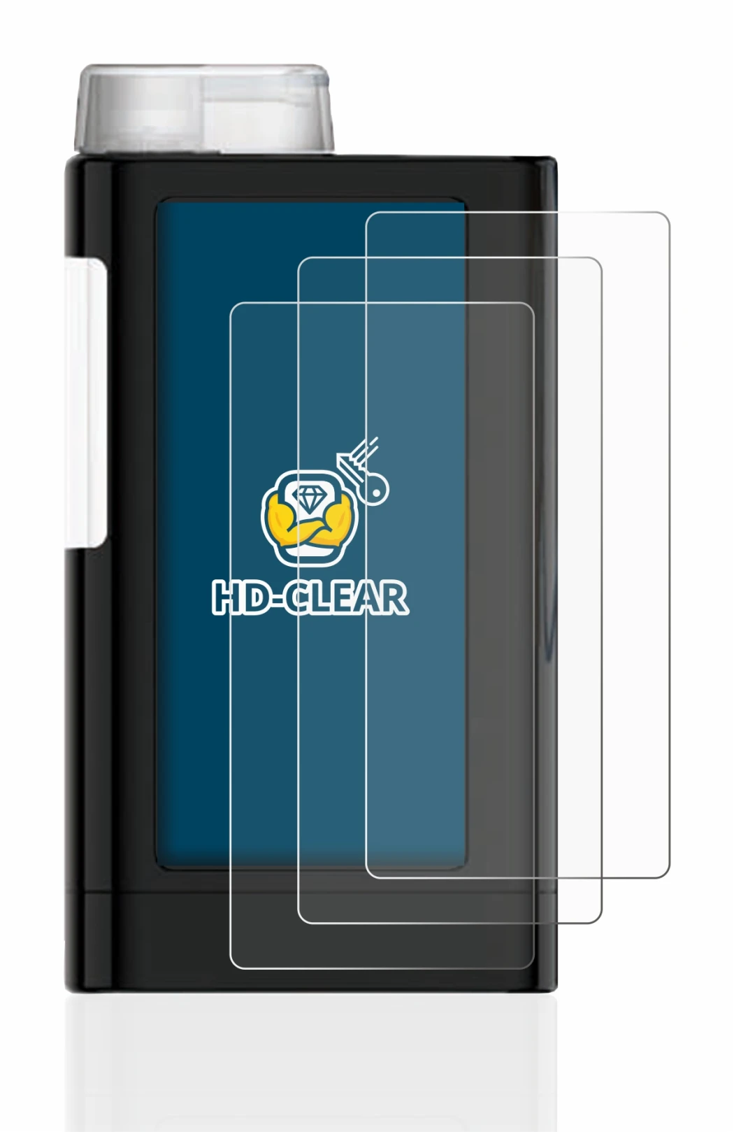 Abbildung des Geräts Mylife YpsoPump mit einer Vielzahl des Displayschutzes.