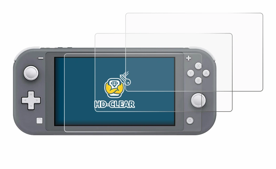 Abbildung des Geräts Nintendo Switch Lite mit einer Vielzahl des Displayschutzes.