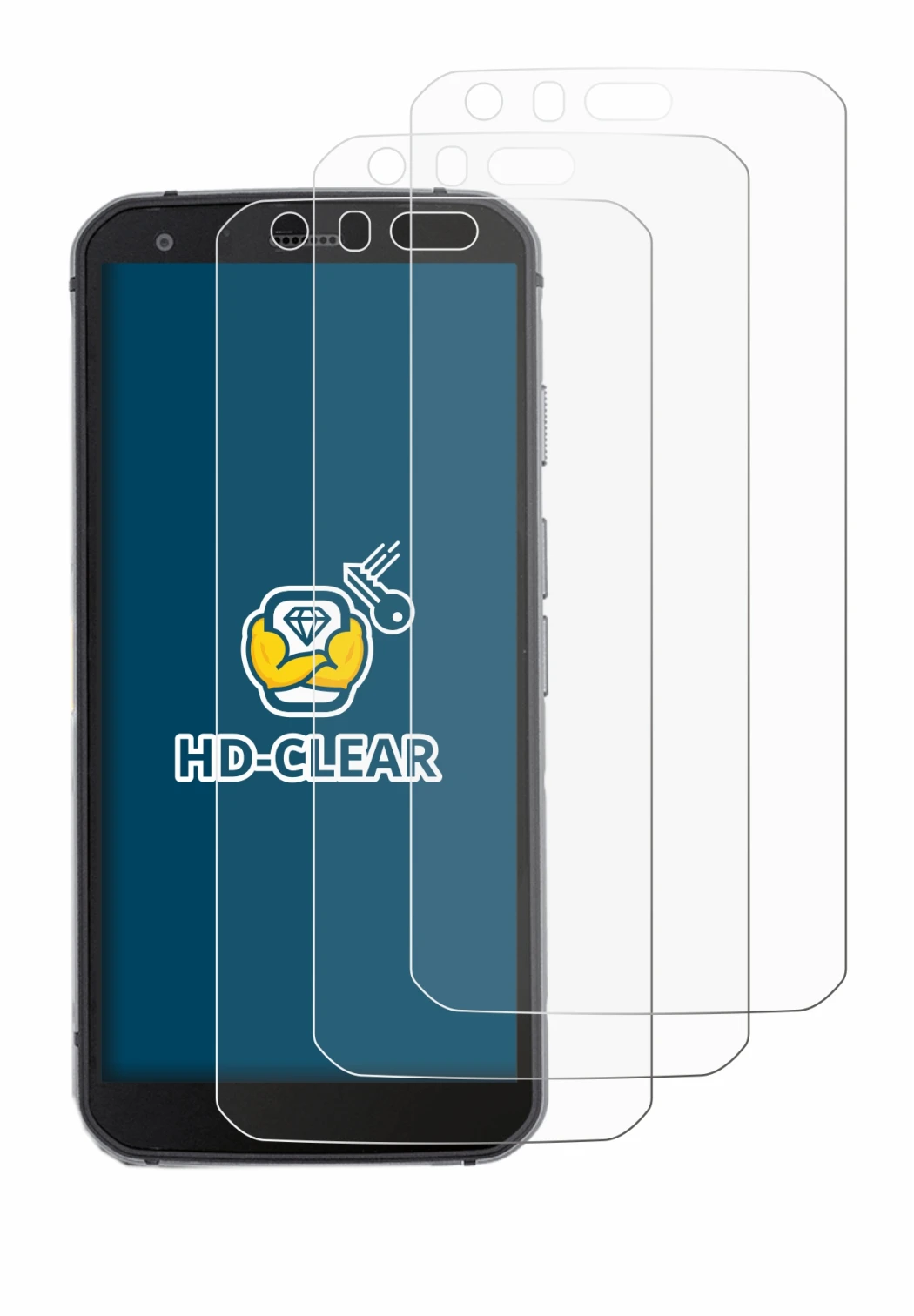 Abbildung des Geräts Caterpillar Cat S62 Pro mit einer Vielzahl des Displayschutzes.