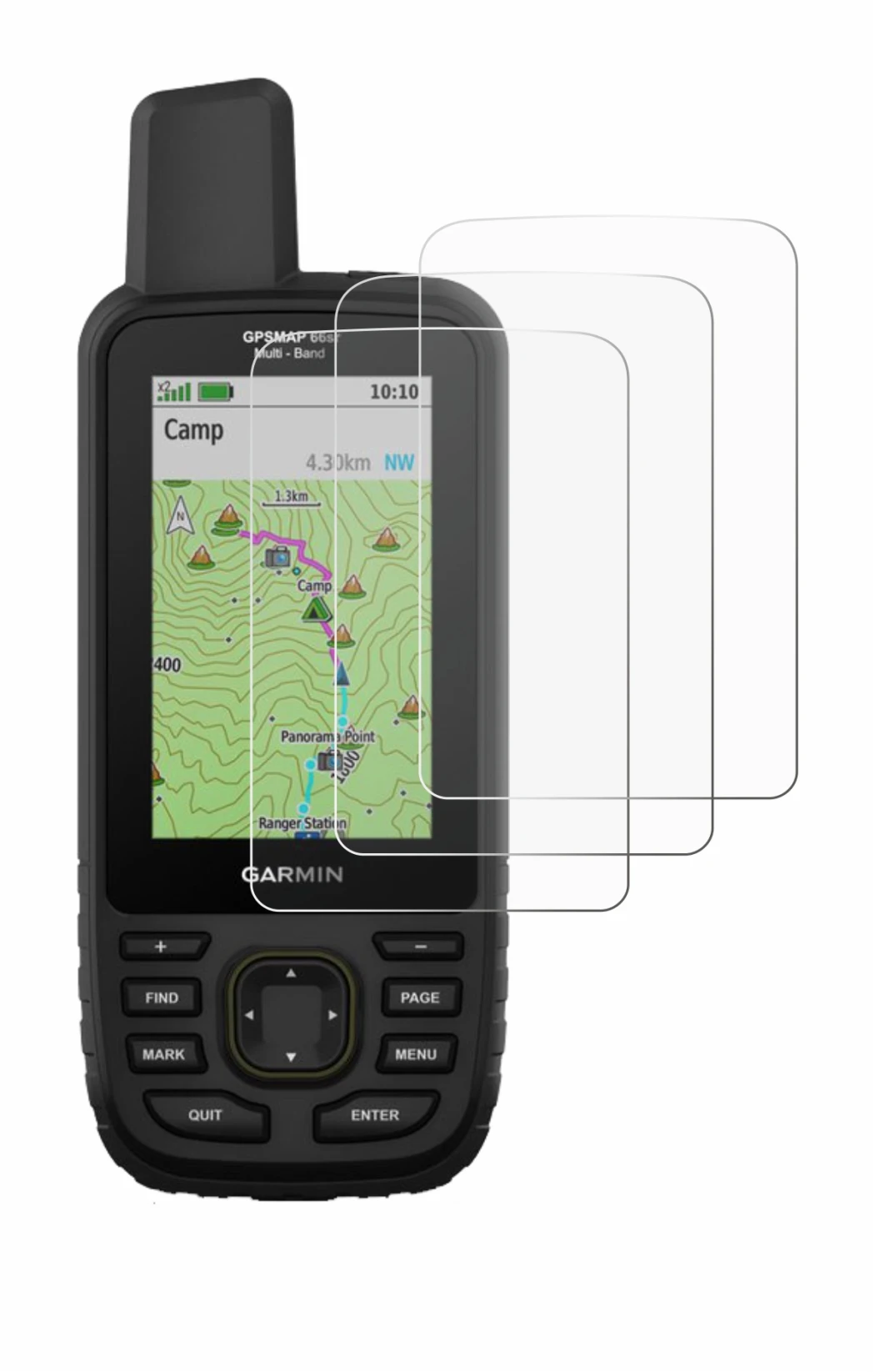 Abbildung des Geräts Garmin GPSMAP 66sr mit einer Vielzahl des Displayschutzes.