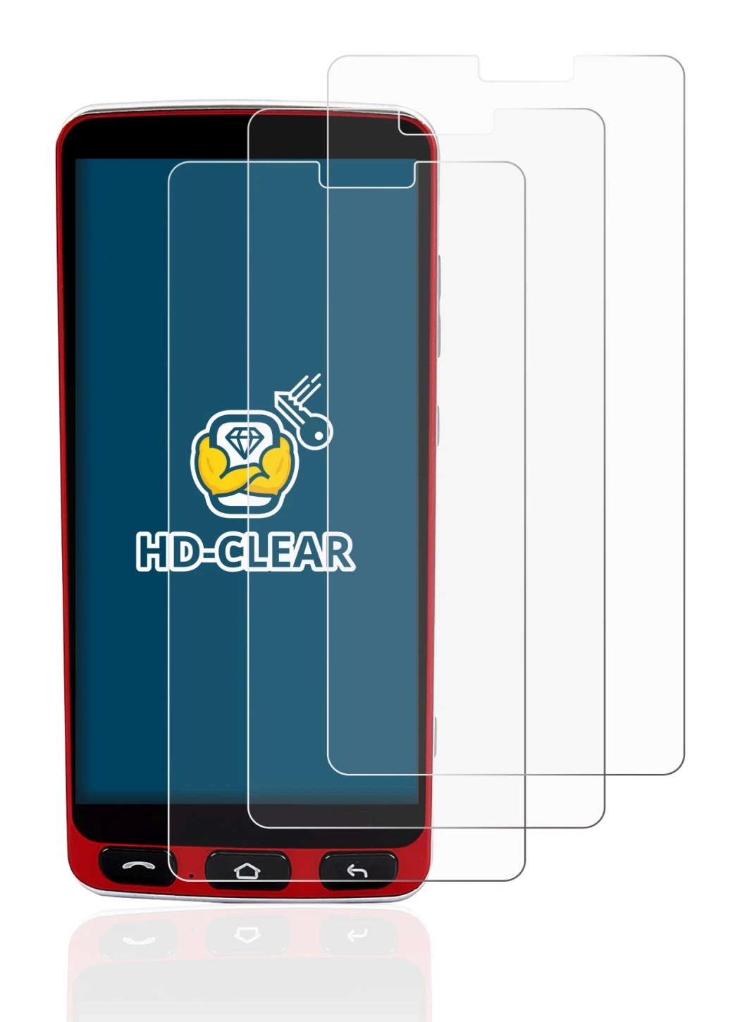 Abbildung des Geräts Olympia Neo Smartphone mit einer Vielzahl des Displayschutzes.