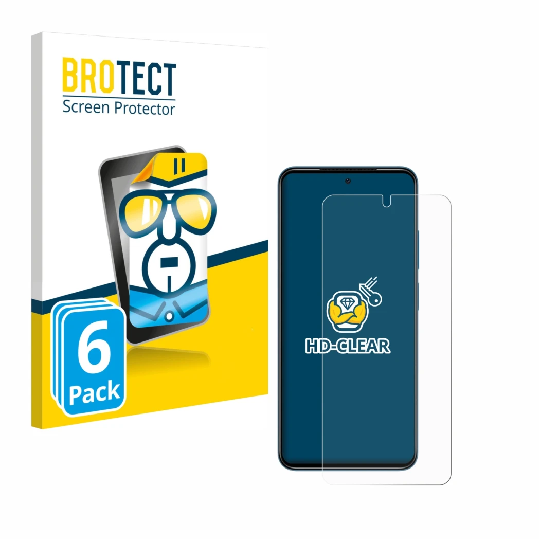 Vorderseite einer Produktverpackung mit dem Markenlogo BROTECT. Daneben ist das Gerät Xiaomi Redmi Note 11 mit dem zugehörigen