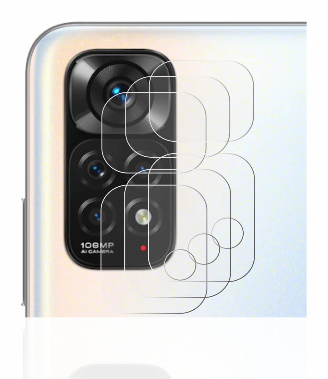 Abbildung des Geräts Xiaomi Redmi Note 11S (NUR Kameraschutz) mit einer Vielzahl des Displayschutzes.