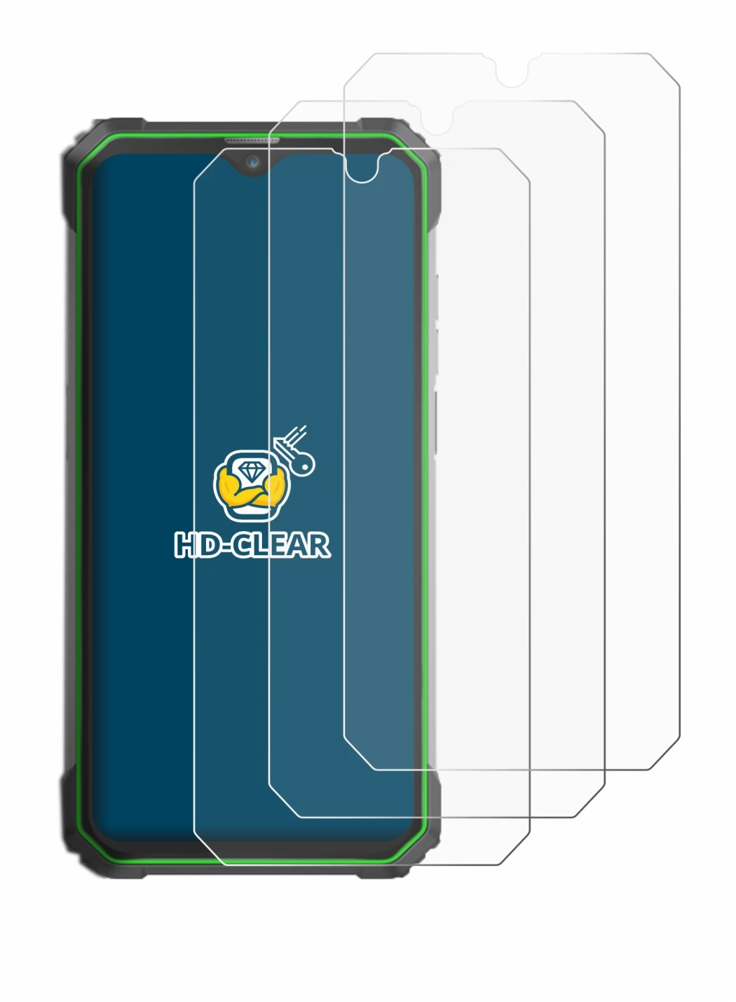 Abbildung des Geräts Blackview BL8800 PRO 5G mit einer Vielzahl des Displayschutzes.