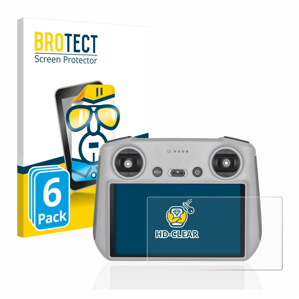 Vorderseite einer Produktverpackung mit dem Markenlogo BROTECT. Daneben ist das Gerät DJI RC Controller mit dem zugehörigen Di