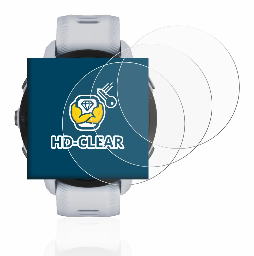 Abbildung des Geräts Garmin Forerunner 955 mit einer Vielzahl des Displayschutzes.