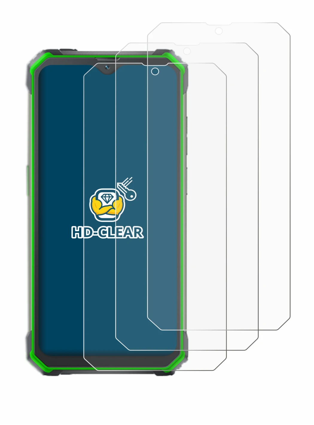 Abbildung des Geräts Blackview BV7100 mit einer Vielzahl des Displayschutzes.