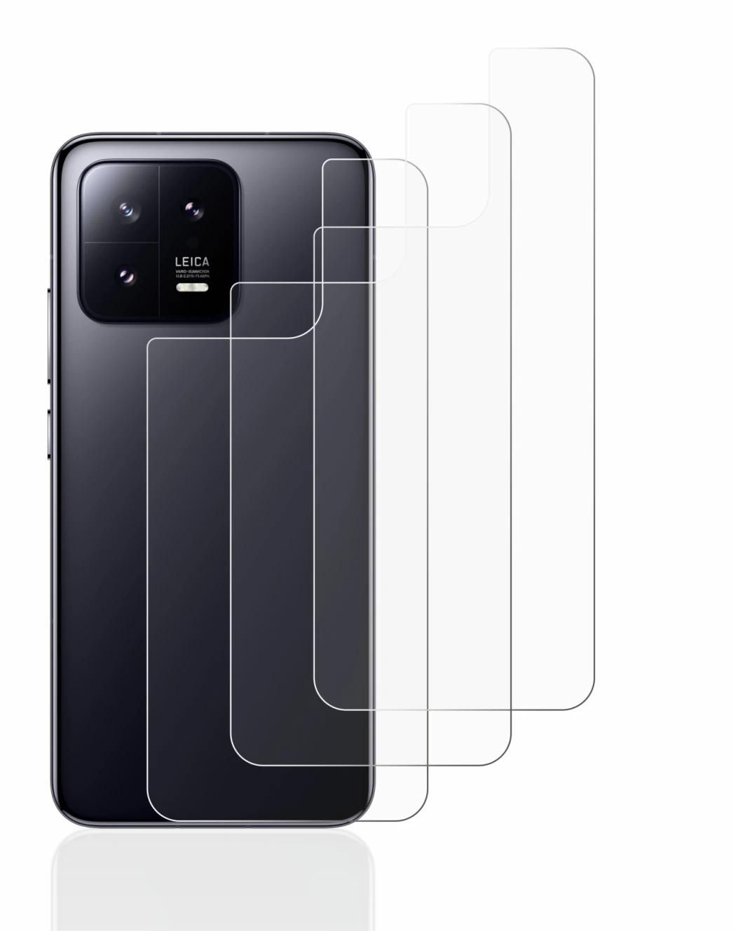 Abbildung des Geräts Xiaomi 13 (Rückseite) mit einer Vielzahl des Displayschutzes.