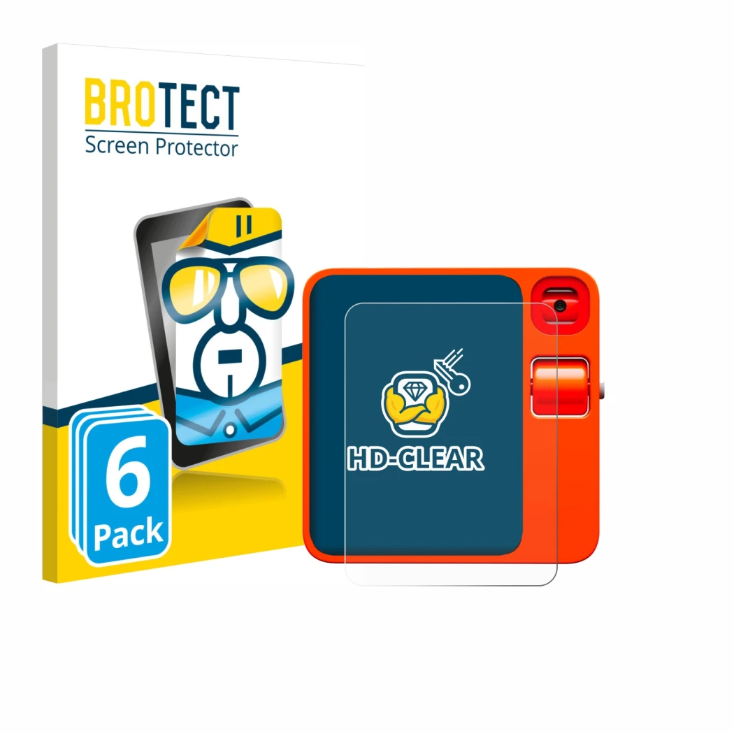 Vorderseite einer Produktverpackung mit dem Markenlogo BROTECT. Daneben ist das Gerät rabbit r1 mit dem zugehörigen Displaysch