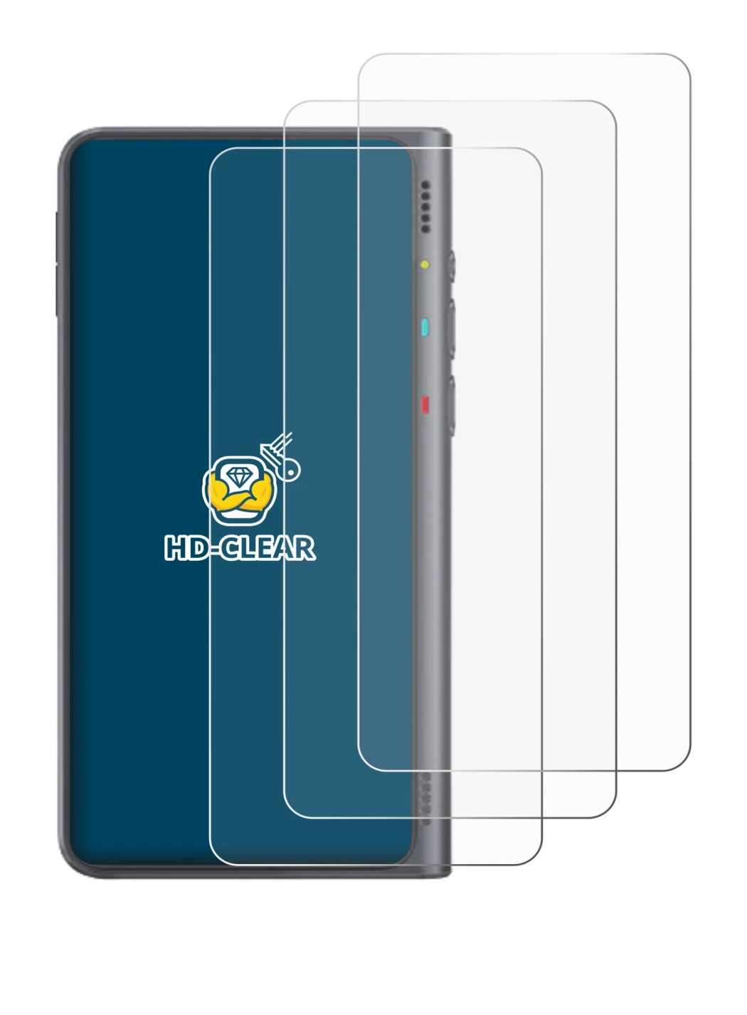 Abbildung des Geräts Timekettle Fluentalk T1 mit einer Vielzahl des Displayschutzes.