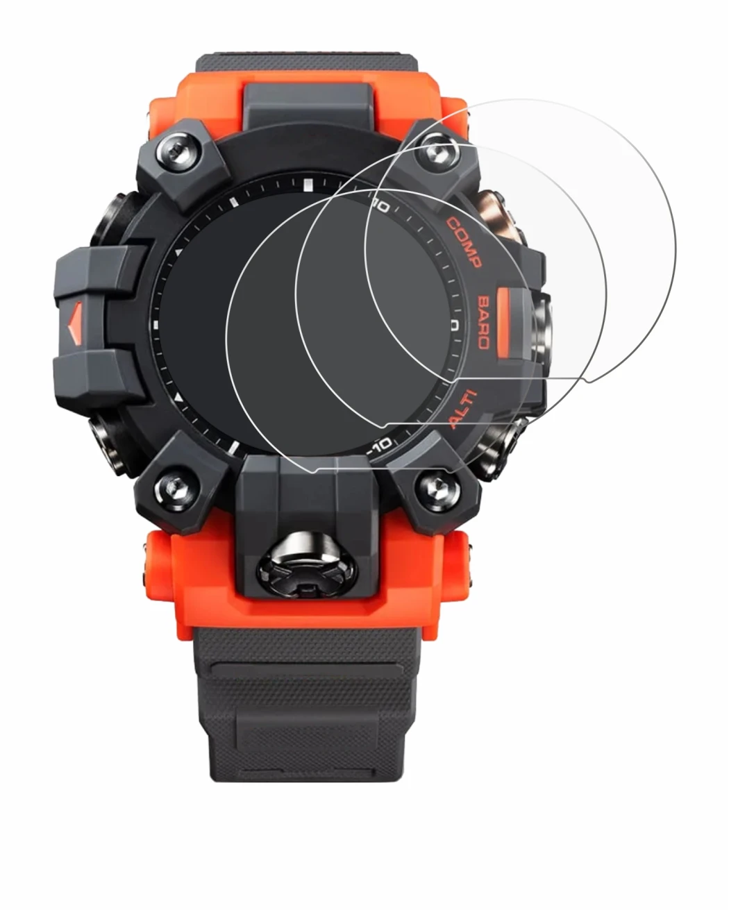 Abbildung des Geräts Casio G-Shock GW-9500 mit einer Vielzahl des Displayschutzes.