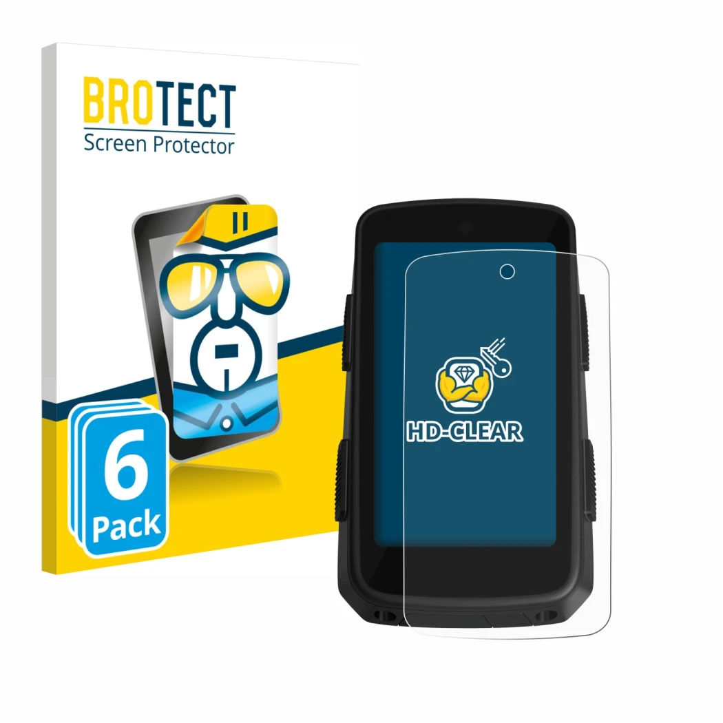 Vorderseite einer Produktverpackung mit dem Markenlogo BROTECT. Daneben ist das Gerät Hammerhead Karoo 3 mit dem zugehörigen D