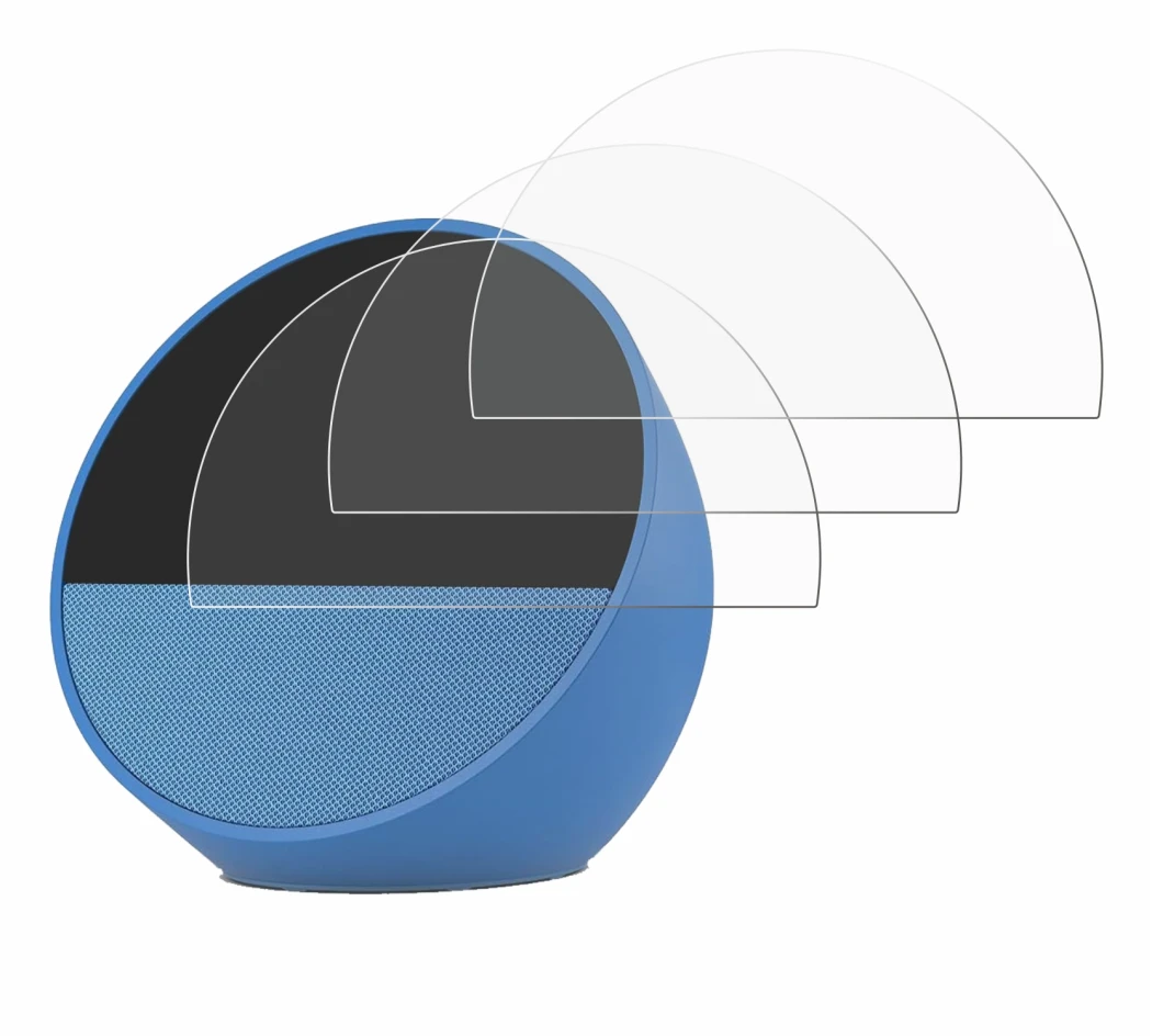 Abbildung des Geräts Amazon Echo Spot 2024 mit einer Vielzahl des Displayschutzes.
