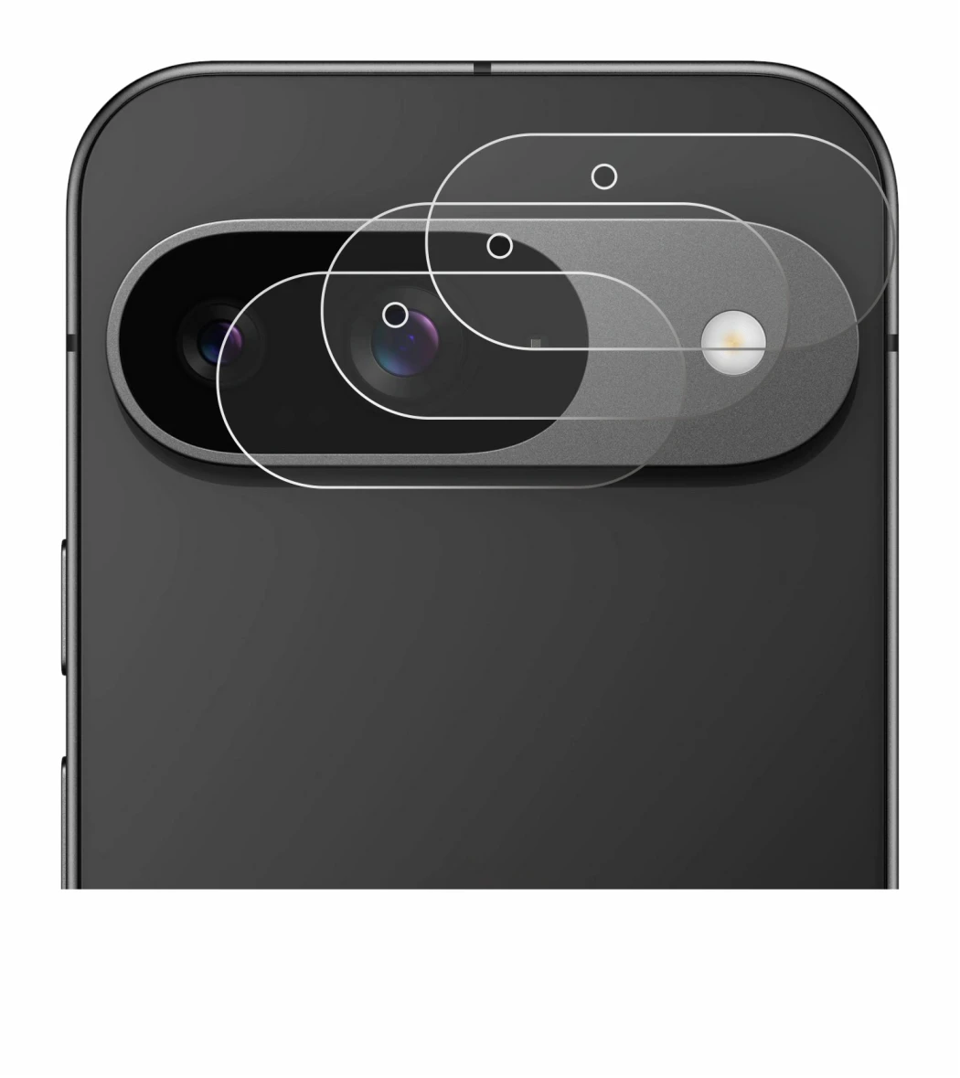 Abbildung des Geräts Google Pixel 9 (NUR Kameraschutz) mit einer Vielzahl des Displayschutzes.