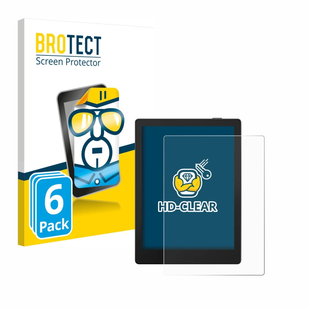 Vorderseite einer Produktverpackung mit dem Markenlogo BROTECT. Daneben ist das Gerät Boox Go 6 mit dem zugehörigen Displaysch