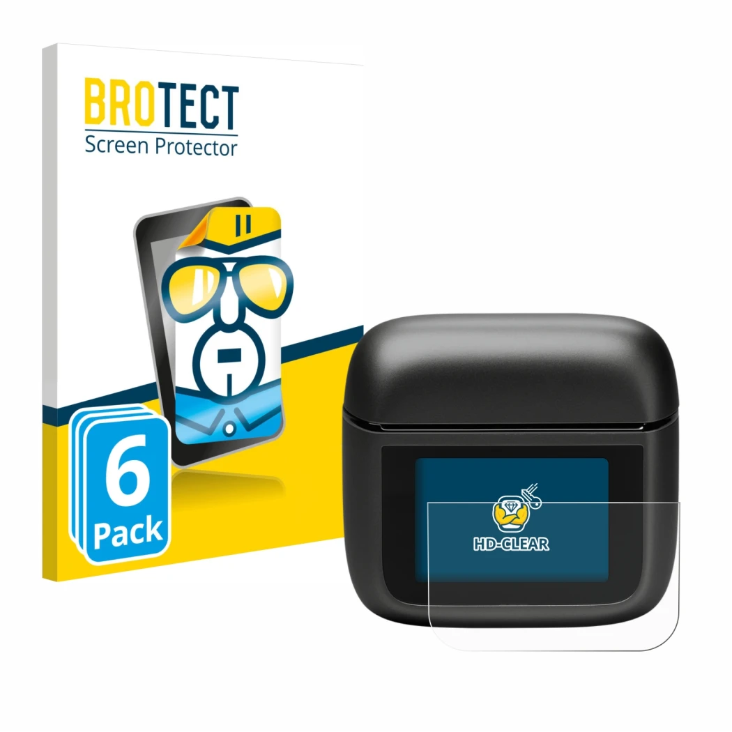 Vorderseite einer Produktverpackung mit dem Markenlogo BROTECT. Daneben ist das Gerät JBL Tour Pro 3 mit dem zugehörigen Displ