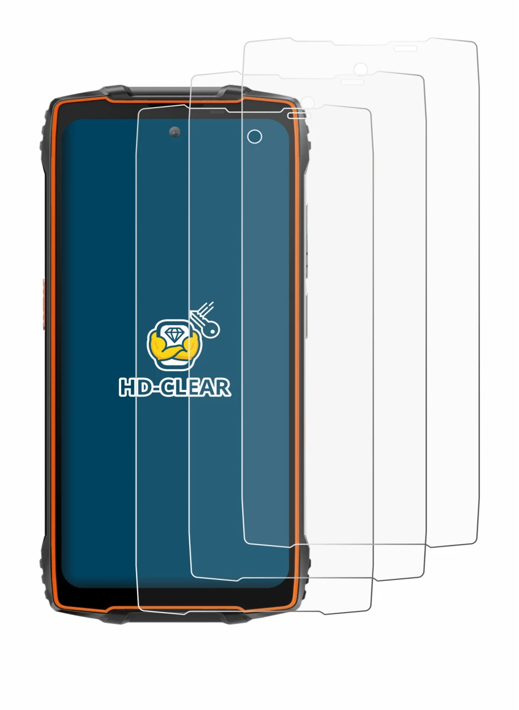 Abbildung des Geräts Blackview BV8200 mit einer Vielzahl des Displayschutzes.