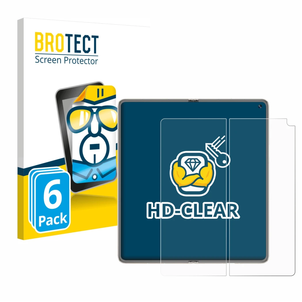 Vorderseite einer Produktverpackung mit dem Markenlogo BROTECT. Daneben ist das Gerät Huawei Mate X6 (Inneres Display) mit dem