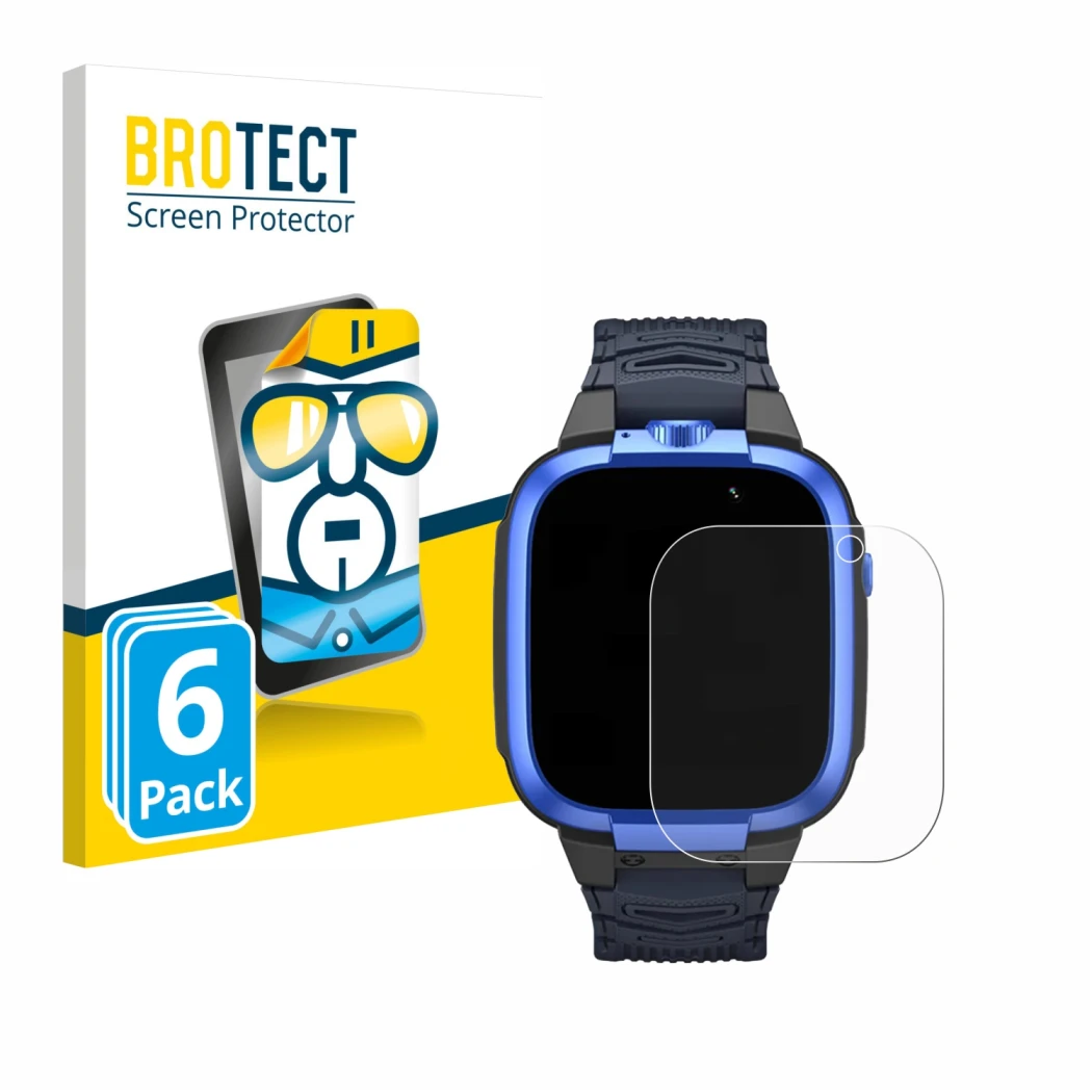 Vorderseite einer Produktverpackung mit dem Markenlogo BROTECT. Daneben ist das Gerät Xiaomi Mibro Kids Z3 mit dem zugehörigen