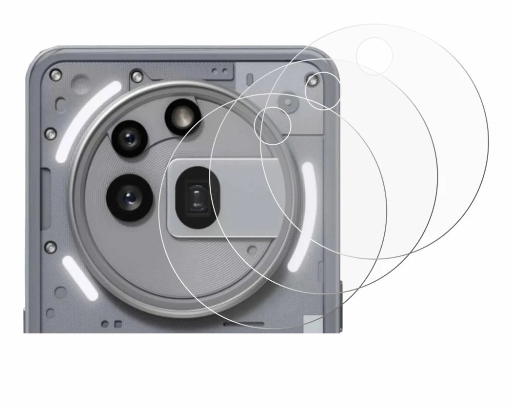 Abbildung des Geräts Nothing Phone (3a) Pro (NUR Kameraschutz) mit einer Vielzahl des Displayschutzes.