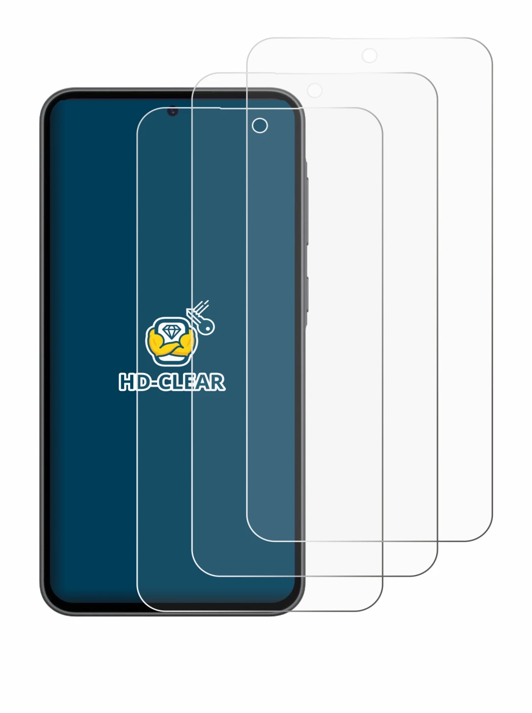 Abbildung des Geräts Samsung Galaxy A36 5G Enterprise Edition mit einer Vielzahl des Displayschutzes.