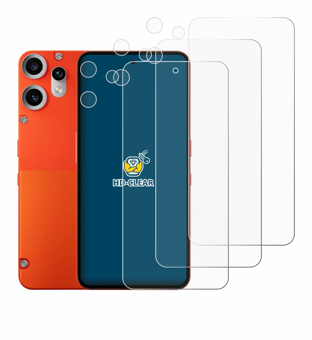 Abbildung des Geräts Nothing CMF Phone 2 Pro (Display+Kamera) mit einer Vielzahl des Displayschutzes.