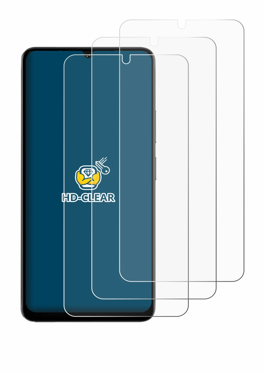 Abbildung des Geräts Doogee Note 59 Pro mit einer Vielzahl des Displayschutzes.