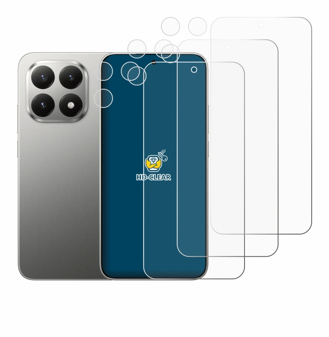 Abbildung des Geräts Xiaomi 15T (Display+Kamera) mit einer Vielzahl des Displayschutzes.