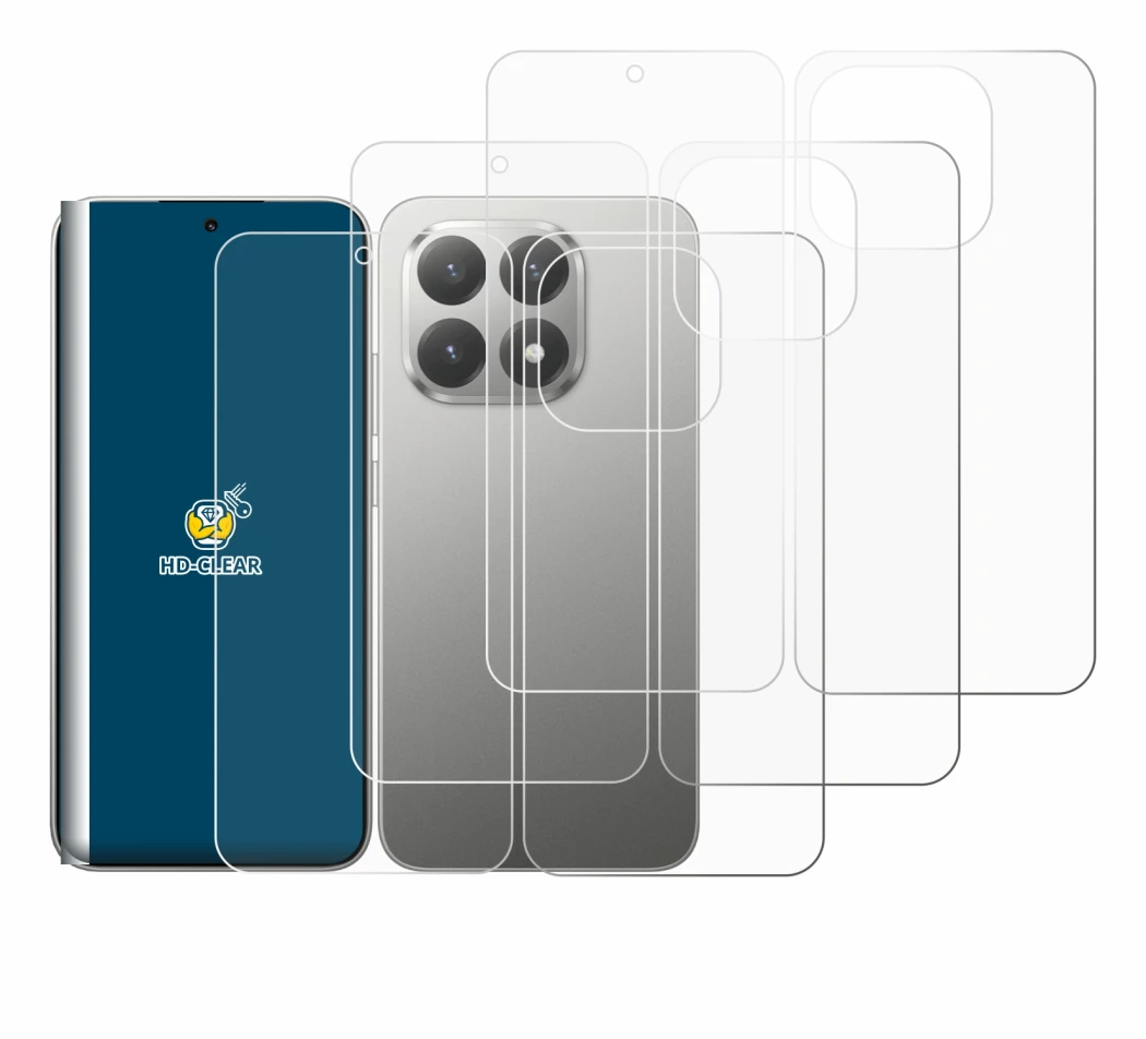 Abbildung des Geräts Xiaomi 15T (Display+Rückseite) mit einer Vielzahl des Displayschutzes.