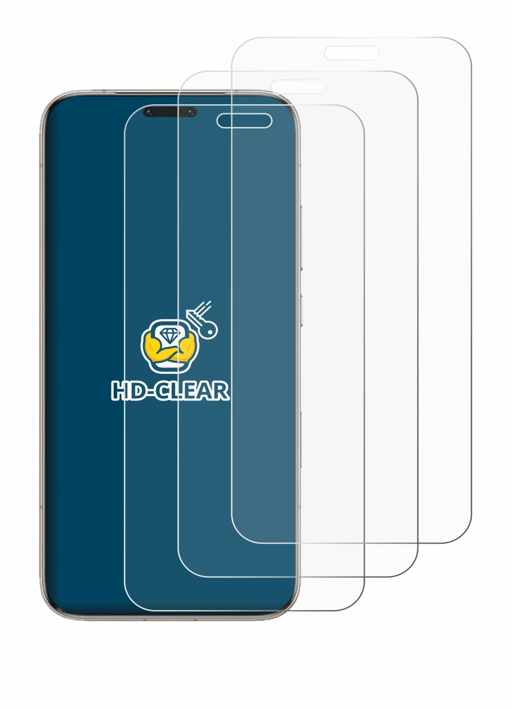 Abbildung des Geräts Honor Magic 8 Pro mit einer Vielzahl des Displayschutzes.