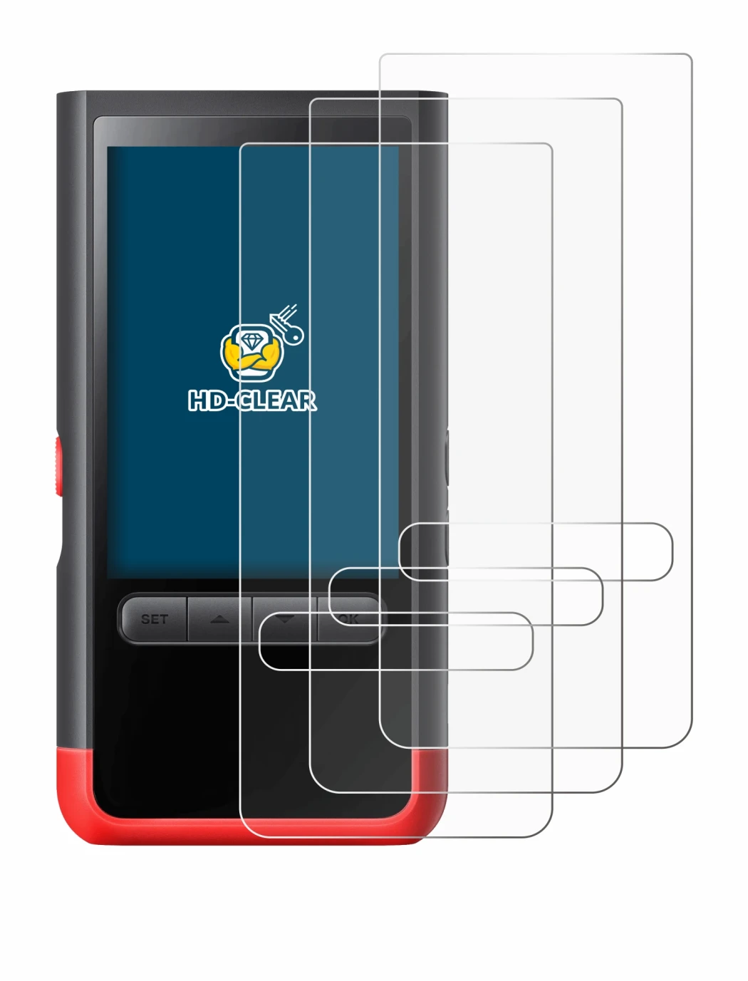 Abbildung des Geräts ThermoMaven P2 mit einer Vielzahl des Displayschutzes.